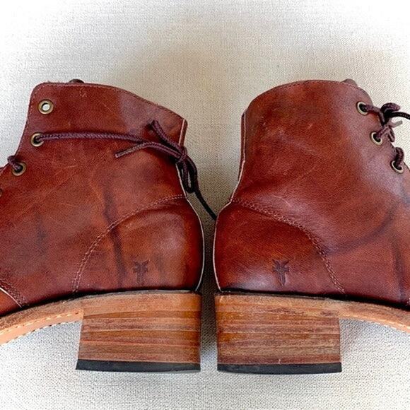 FRYE Vintage Campus Sabrina Lace Up Square Toe Short Brown Ankle Bootie Boots 10 - Picture 4 of 8